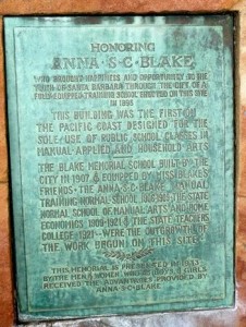 Anna Blake Plaque