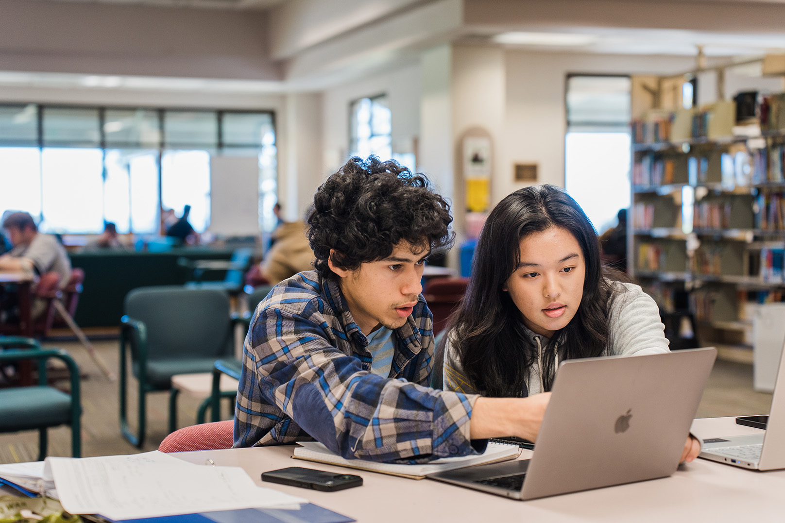 Students studying at the library